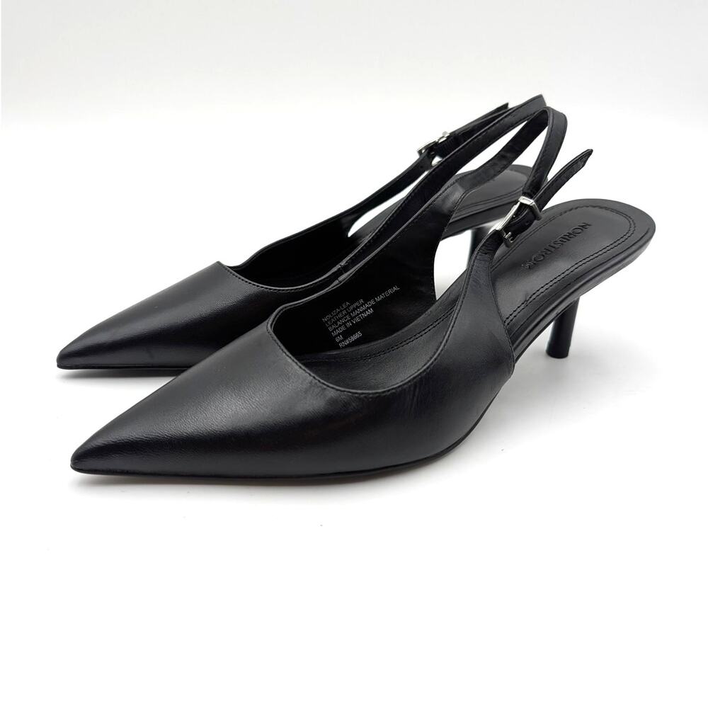Nordstrom Liza Pointed Toe Kitten Heel Pump Women's Black Size US6M EU36